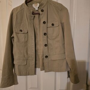 Talbots Khaki Utility Jacket with Button Flap Pockets